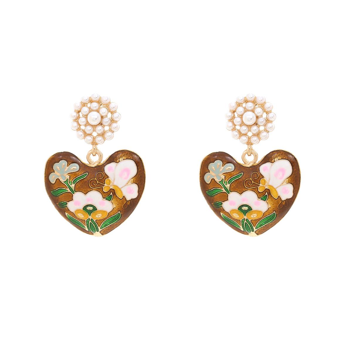 DIGADAGU Metal Butterfly Flower Heart Dangle Earrings New Simple Luxury Earrings Women Daily Zircon Accessories коричневый