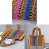 Cotton Rope Tote Bag With Openwork Stripes For Casual Daily Use