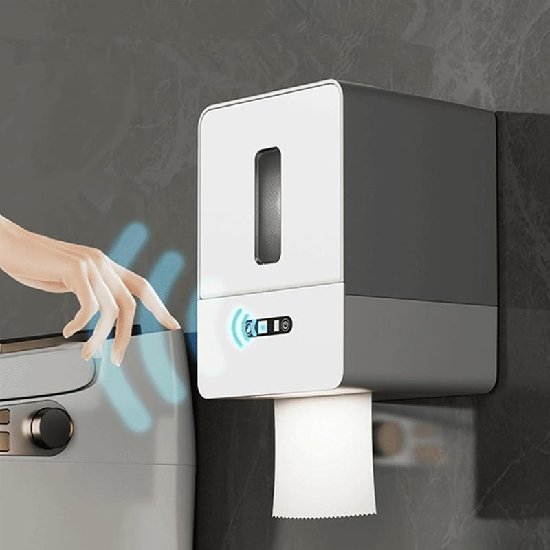 Dispensador Automático de Papel Higiénico, Portarrollos de Baño Inteligente sin Contacto con Luz Nocturna y Carga USB, Funciona con Pilas
