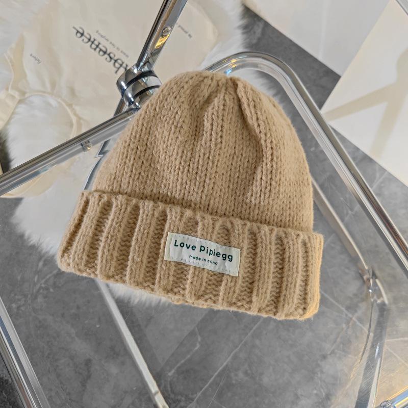 Hat women's winter wool hat big head circumference dome thread hat warm versatile purple thick thread loose knitted hat tide