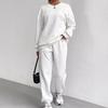 2025 Autumn/Winter Women's Cable Knit Patchwork Two-Piece Set – Long Sleeve Round Neck Top & Joggers