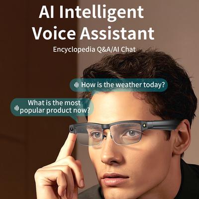 AI Smart Glasses Voice Assistant Translation Glasses Built-in Mic & Speakers Camera Glasses for Travel Meetings Business Use