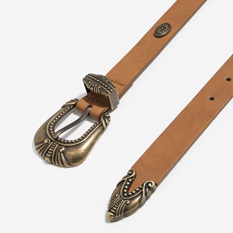 Belt Buckle Palace Style Retro Accessories Fashionable Color Exquisite Belt Women's High-end PU Old Women's Belt