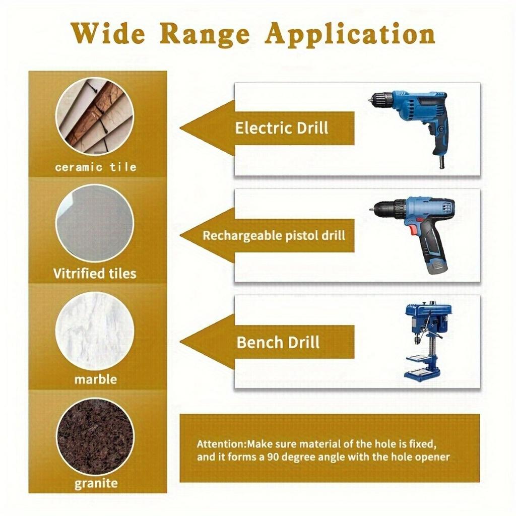 12pcs Fiber Welded Hole Saw Drill Bit Set, Metal Triangle Shank, for Tile, Marble, Glass & Ceramics, No Electricity Needed, Professional Drilling