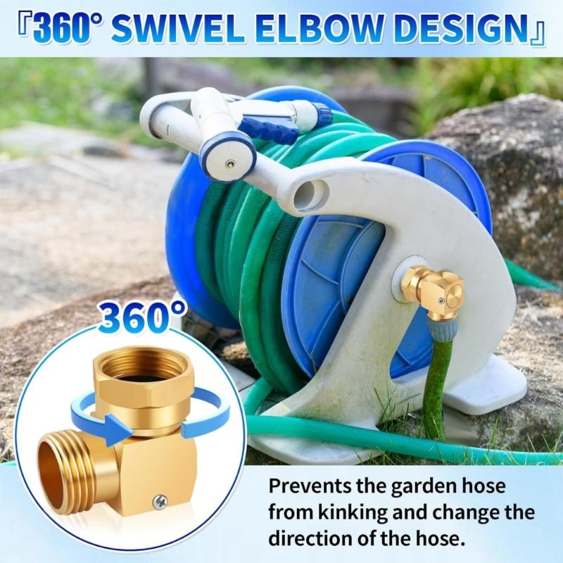 3/4 Zoll Messing Schwenkbarer Gartenschlauchverbinder Leichtgewicht 90-Grad-Schlauchadapter Für Gartenanwendungen Langlebig