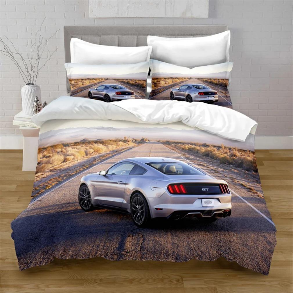 For Teens Boys 2/3Pcs Polyester Quilt Cover,Sports Car Bedding Sets 3D Digital Printed Duvet Cover Sets Full Size