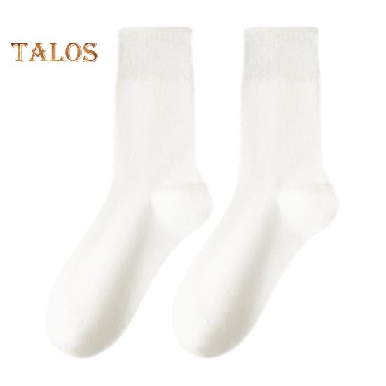 Women's Retro Mid-Calf Socks Warm Crew Socks Solid Color Cozy Stacking Socks No Pilling Soft Long Socks for Fall Winter