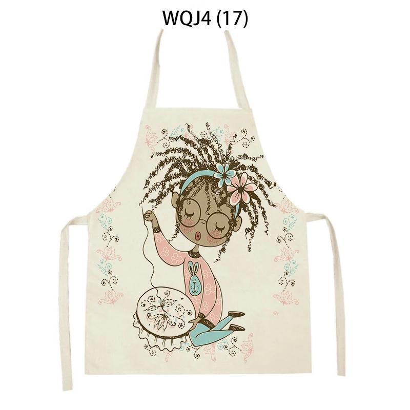 Lovely Cartoon Girl Pattern Linen Sleeveless Kitchen Aprons Women Men Home Cooking Baking Waist Bib Pinafore Antifouling Apron