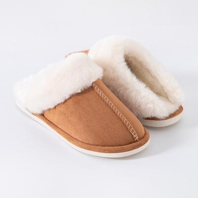 Pantoufles d'hiver chaudes en fourrure pour femmes hommes couples maison antidérapantes chaussures douces confort talon plat maison intérieur