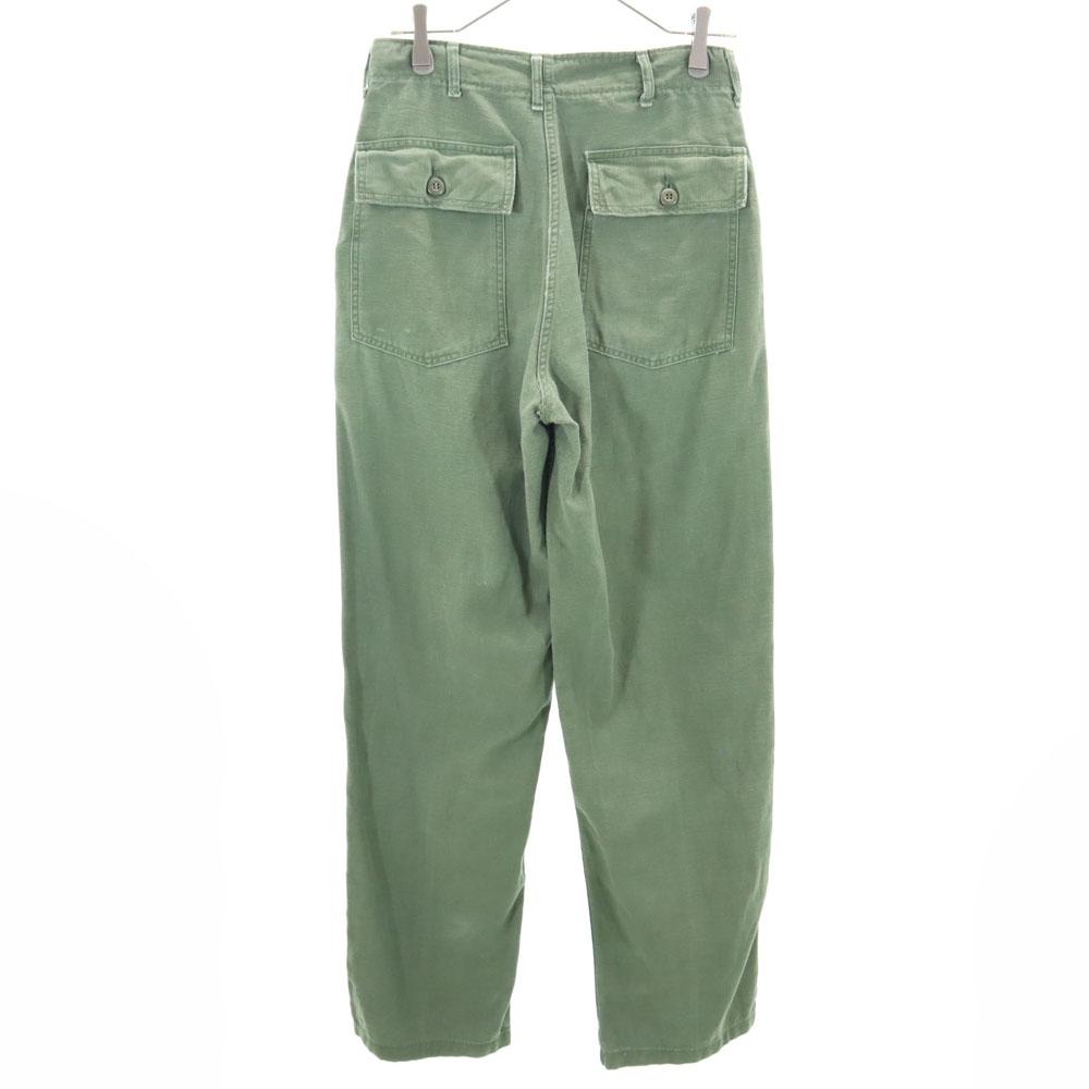 US ARMY 70s DSA Vintage Cotton Satin Baker Pants W30 Khaki Military Men's Used