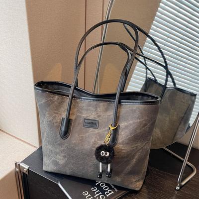 Retro Bag Women'S Large-Capacity Simple Shoulder Shopping Bag Commuter Tote Bag