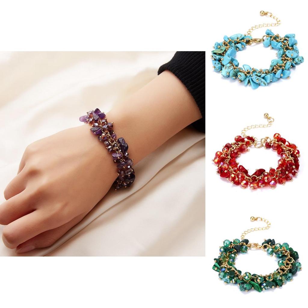 Geometric Crystal Beaded Hand Chain With Multicolor Stones For Travel Souvenir