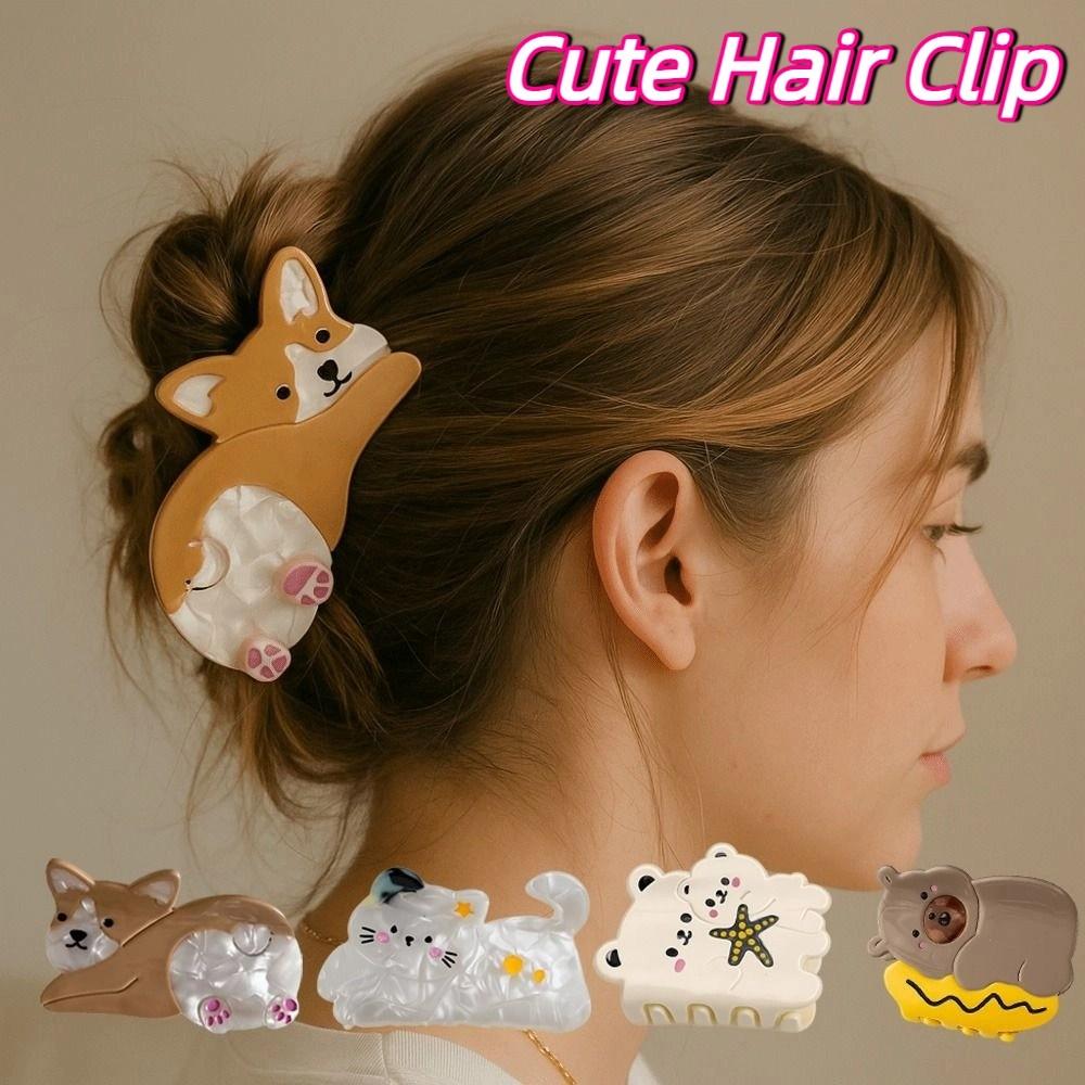 Pet Acetate Cat Hair Claw Capibara Corgi Dog Shark Clip Personalized Animal Hair Clip Daily