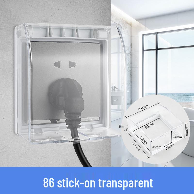 86 Type Transparent Self-Adhesive Waterproof Socket Cover for Bathroom Switches