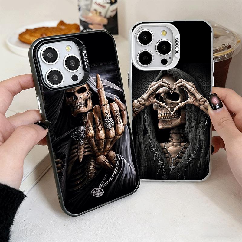 Grim Reaper Skeleton Funny Style Soft Phone Case for iPhone 15 16 17 Pro Max 17Air 16E 14 Plus 13 12 Mini Shockproof Cover Back