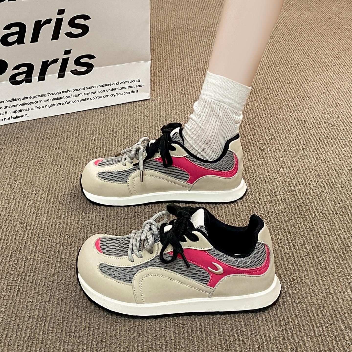 

Sneakers women s 2025 new summer breathable mesh round head ugly cute dad shoes light and not tired casual shoes 35