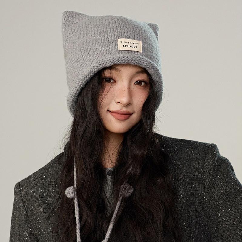 Autumn Winter Women Knitted Cap Warm Ear Protection Cap