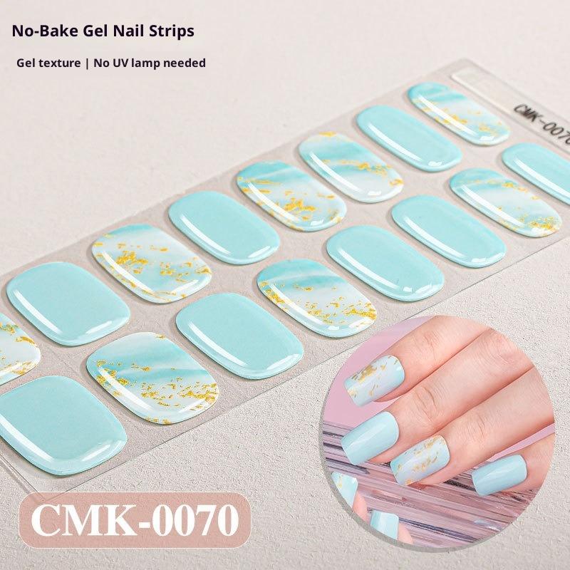 French-style No-bake Gel Nail Stickers, Glittery Gradient, Amazonian Style, No-bake Nail Stickers