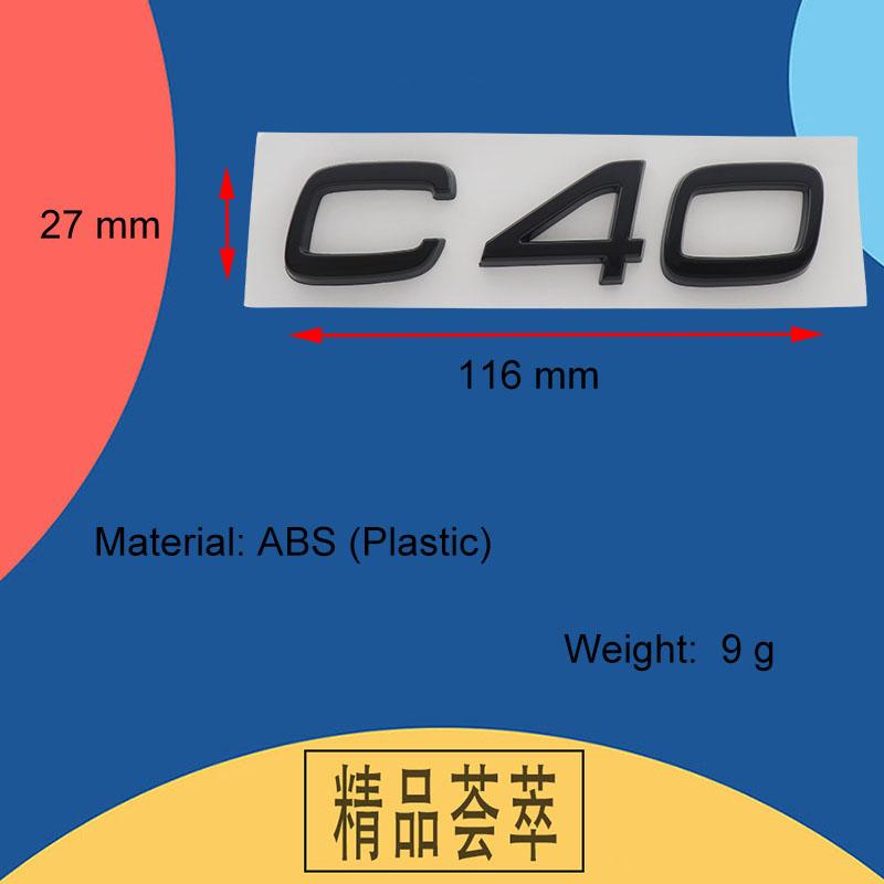 3D Premium C30 C40 Letters for Sweden SUV Off Road Car Engine Hood Fender Trunk Tail Rear Decal Emblem Badge Sticker