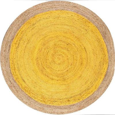 Aizza Trends Tapis de Zone en Jute Naturel Jaune Intérieur Tressé Fait Main Indien - Tapis en Jute - Salle à Manger - Salon