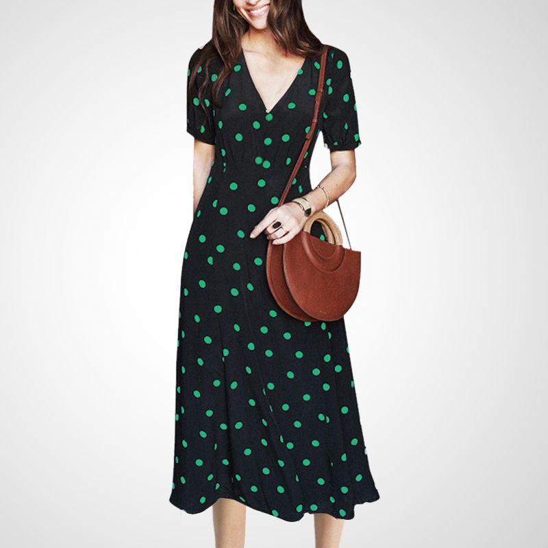 

French Style 2023 Summer New Little Daisy Printed Long Dress Flower-color M