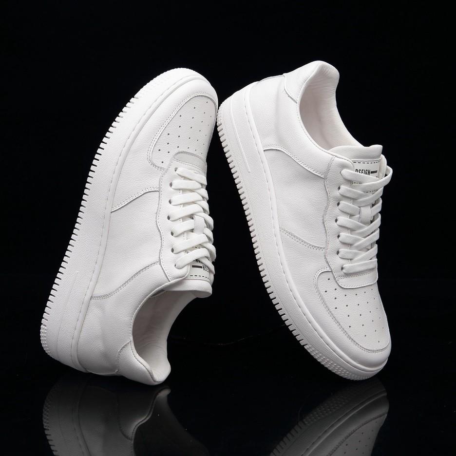 Men's Soft Leather Skate Shoes - Versatile Casual White Fashion Trend