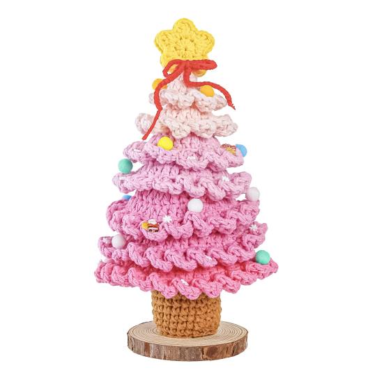 Christmas Ornament Handmade Mini Tree Star Tree Top 7 Layers Wooden Base Xmas Tree