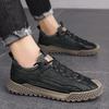 2024 Męskie Klasyczne Czarne/khaki Skórzane Trampki Codzienne Miękkie Skórzane Sznurowane Buty Męska Moda Outdoorowe Buty do Chodzenia Męskie Trampki