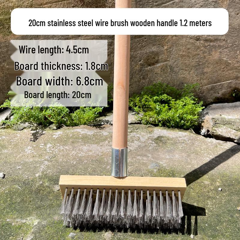 Stainless Steel Wire Floor Scrubber with Long Handle and Hard Bristles
