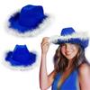 Stylish Cowgirls Hat Ocean Blue Sun Hat With Feathered Trim For Music Festival Beach Parties And Everyday Casual Wear