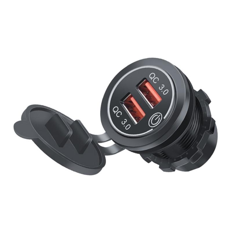 Upgrades Double  USB Car Charges Quick Charge Adapter Fast Charging ABS Dustproof USB Adapter for Vehicle Botas Motorcycles