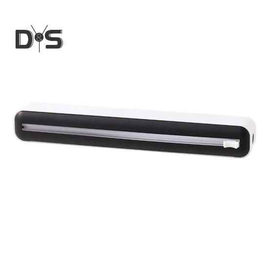 

Диспенсер для пластиковой пленки с выдвижным резаком, регулируемый держатель рулона пищевой пленки 2 в 1, режущие инструменты, кухонные гаджеты чёрный