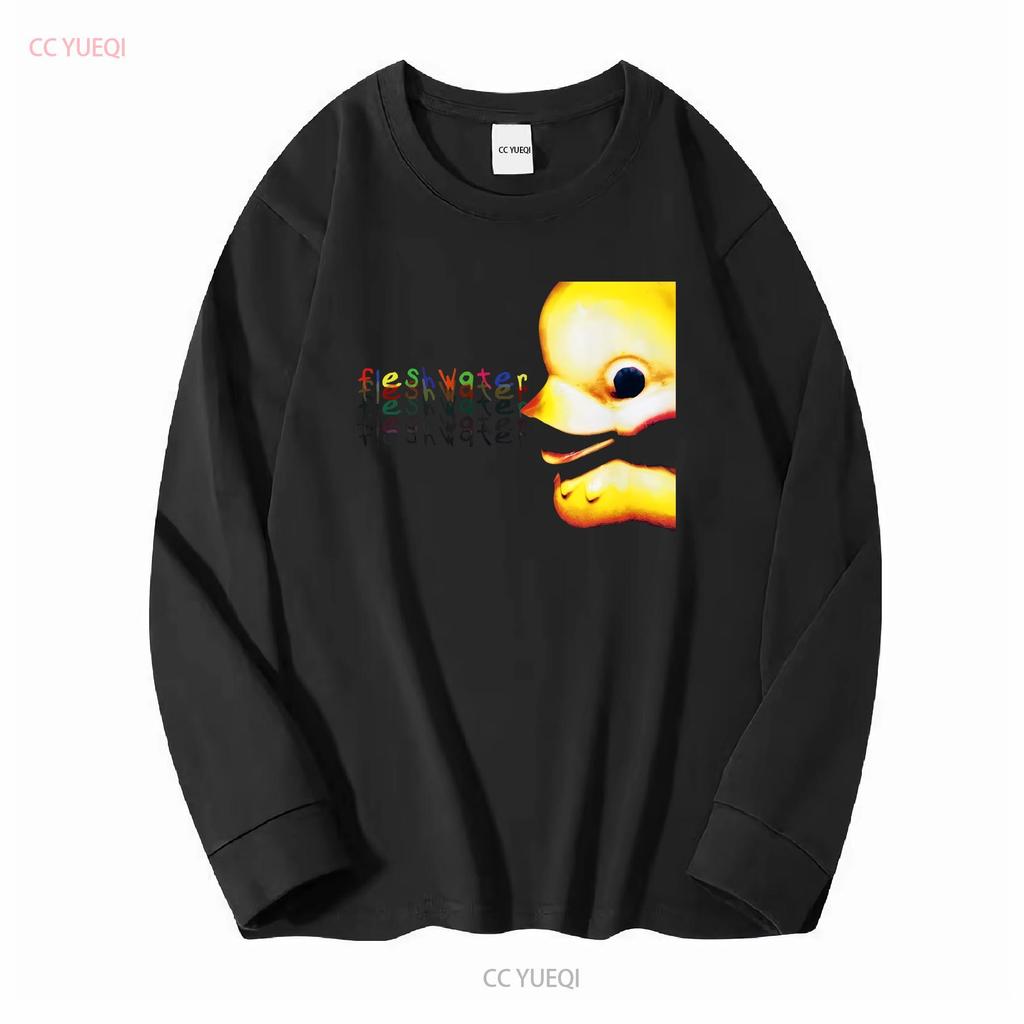 Fleshwater Koszulka z długim lub krótkim rękawem vintage Prany Top do noszenia na co dzień Casualowy Miękki Wygodny graficzny Unisex