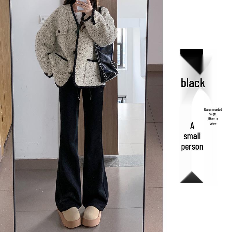 

Женские спортивные брюки с высокой посадкой, на флисовой подкладке, микро-клеш – Новинка сезона осень/зима 2024, Модный облегающий повседневный стиль XL (Waist 120-135 cm)