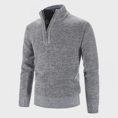 Herren Plus Samt-Halbrollkragenpullover mit Reißverschluss – Slim Fit (Herbst/Winter 2022)