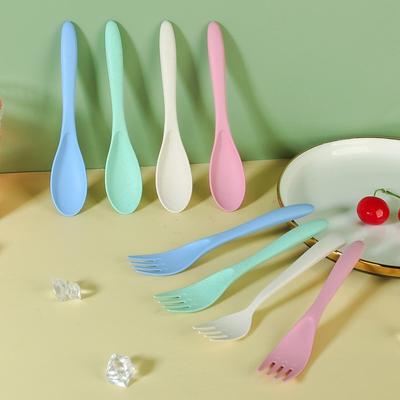 Couteau, fourchette et cuillère en paille de blé, couverts portables trois pièces pour étudiants et employés de bureau, couverts portables pour les voyages et les sorties