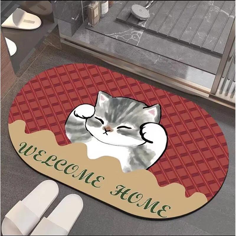 Visionary Cartoon Cat Diatomaceous Earth Bath Mat