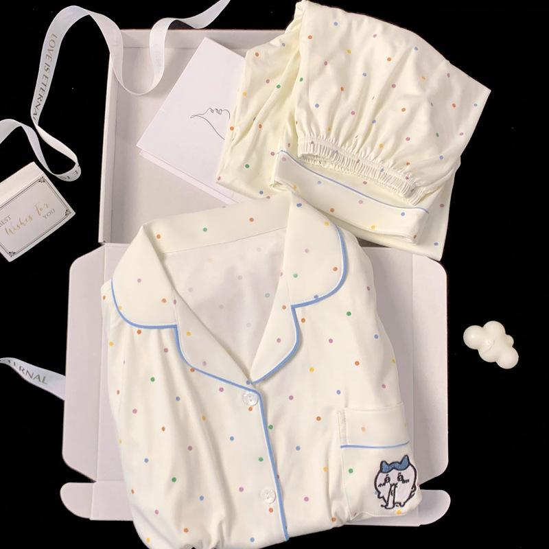 

Пижама Chiikawa Xiaohachi Женская Осенняя с Длинным Рукавом Jiyikawa Wusaki Мультяшный Домашний Комплект Реальное Фото 2XL