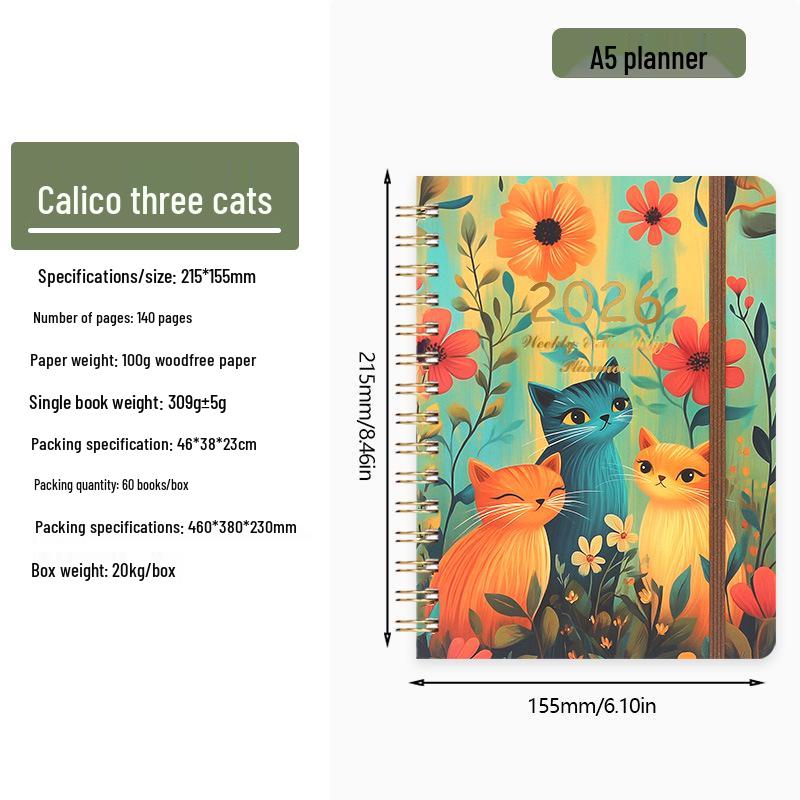 2026 English Student Weekly A5 Planner Coil Notebook