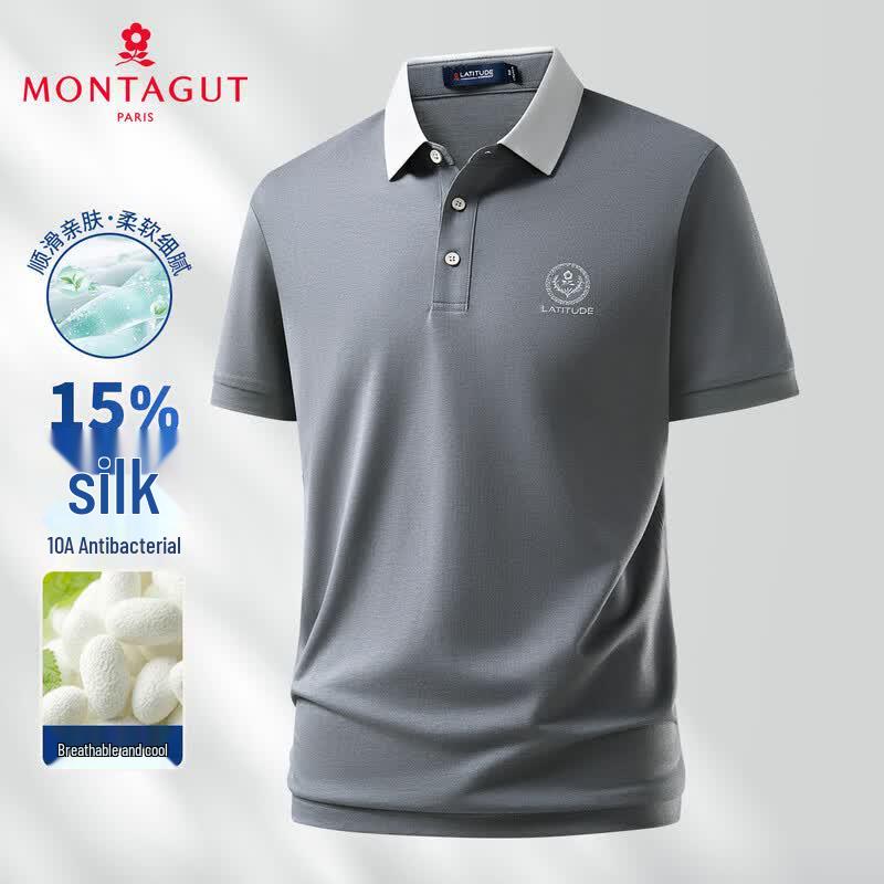 MONTAGUT Men s 15% Mulberry Silk Antibacterial Polo Shirt L