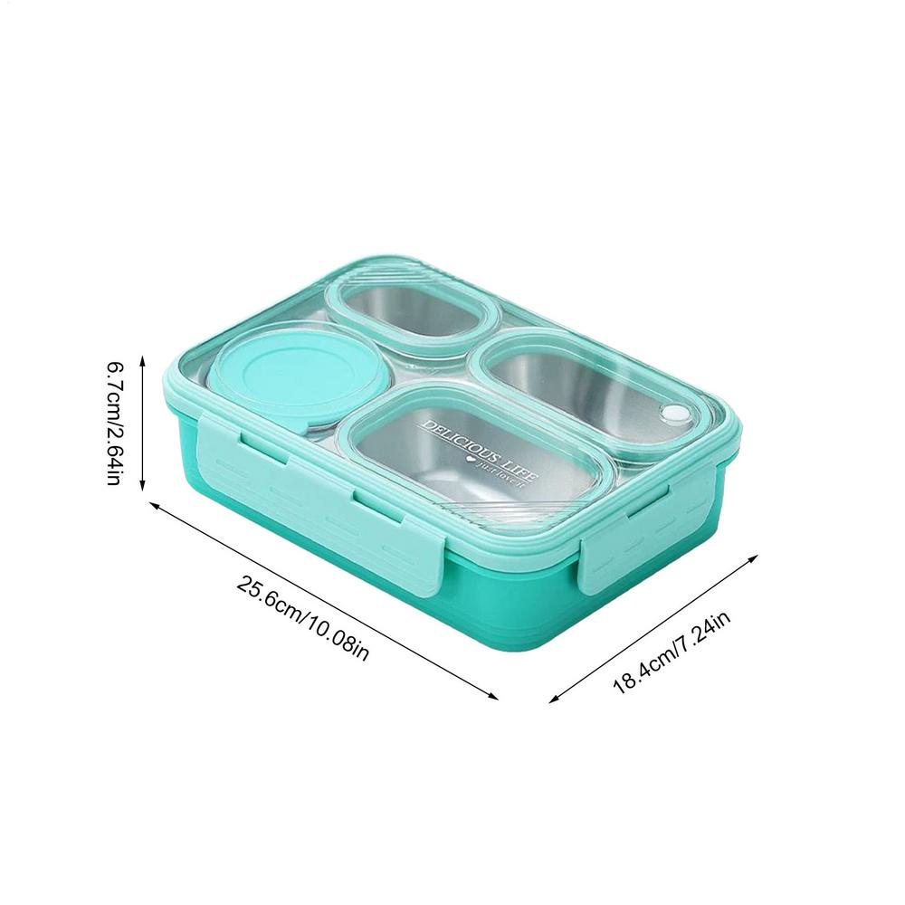 Stainless Steel Lunch Boxes Leak Proof Large Capacity 4 Compartment Storage Portable Lunch Container For Offices Camping School