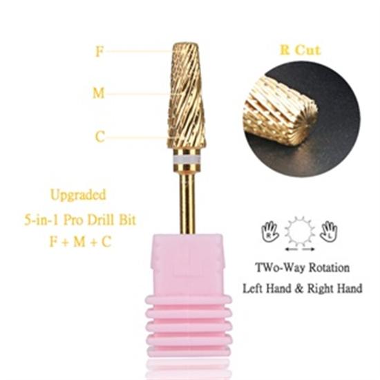 Pro 5 em 1 Carbide Nail Brocas Bur Mix Cortes 3/32" Nail Salon Fresas Cortadores Duráveis Gel Cutícula Polimento Manicure Acessório