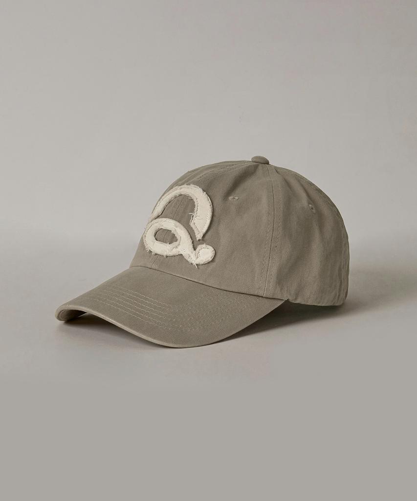 Kyuseu Washed Logo Ball Cap - Ash Beige/White