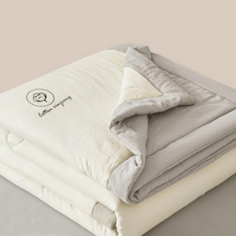 1pc Unprinted Cotton Quilt  Cool Summer Air Conditioning  Solid Color  Skin Friendly  Washable  Lightweight
