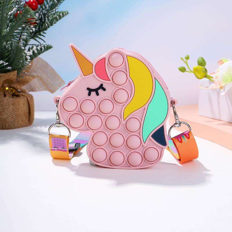 Hot Rianbow Cross Bag Fidget Toys For Children Christmas Gifts Push Its Bubble Stress Relief Sensory Toys Coin Purse Girls