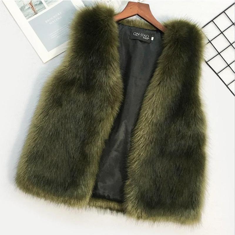 

Жилет из искусственного меха женский осенне-зимний жилет из искусственного лисьего меха плюшевый жилет топ без рукавов куртка 2XL армия зеленый