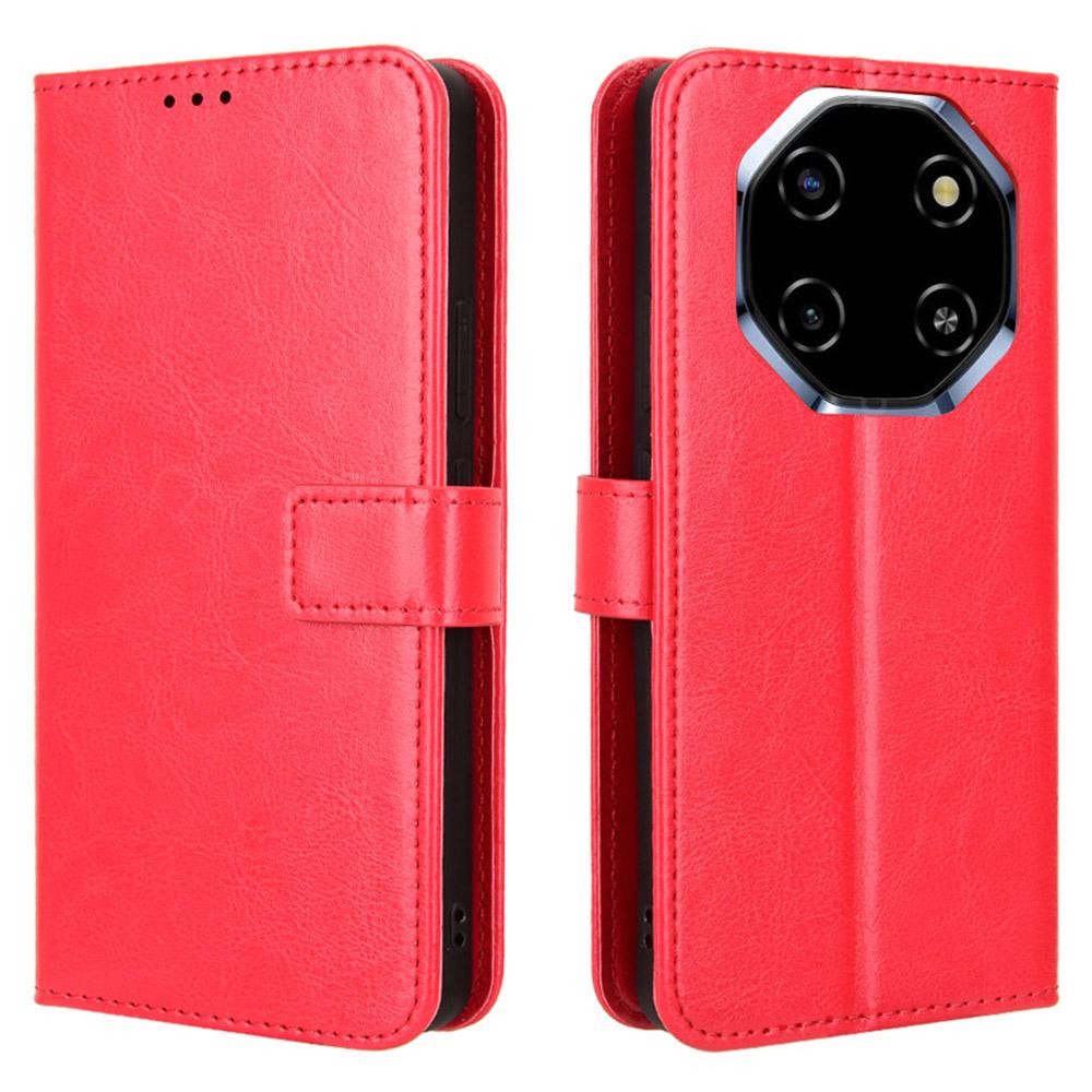 For Blackview Shark 6/Oscal Tiger 8 PU Leather Case with Strap Crazy Horse Texture Phone Wallet Cover