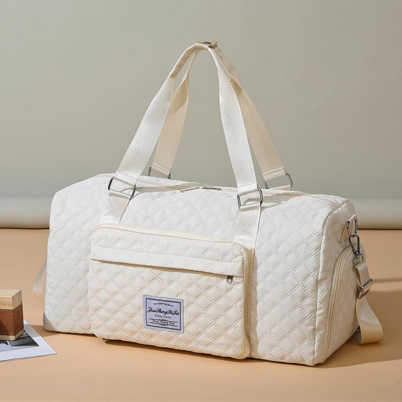 Rhombus Dry and Wet Separation Sports Portable Shoulder Bag Yoga Fitness Bag Large Capacity Travel Bag Foldable