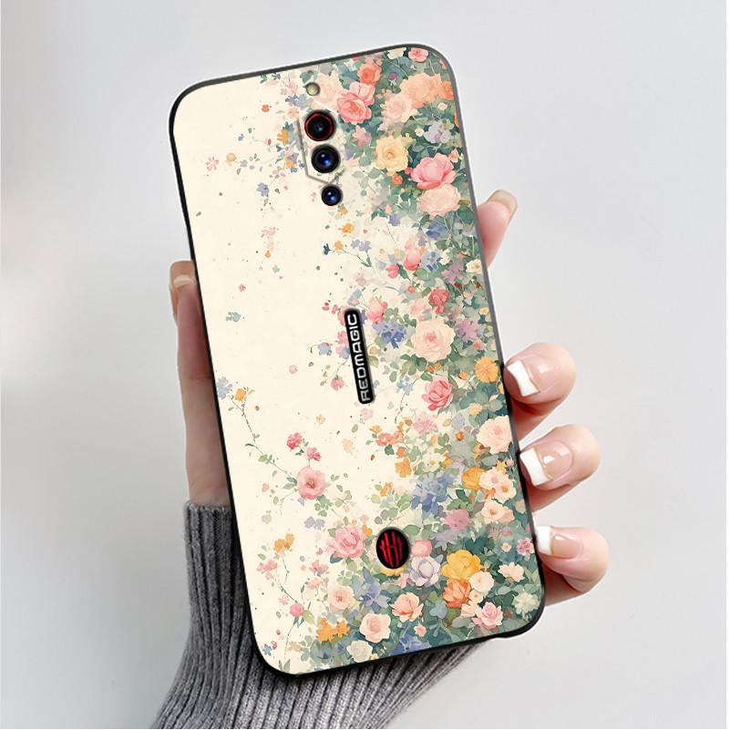 For ZTE Nubia RedMagic 5G Fundas Nubia Red Magic 5S Case Cover Soft Silicone Black Shell Printing Pattern Flower Cartoon Cases