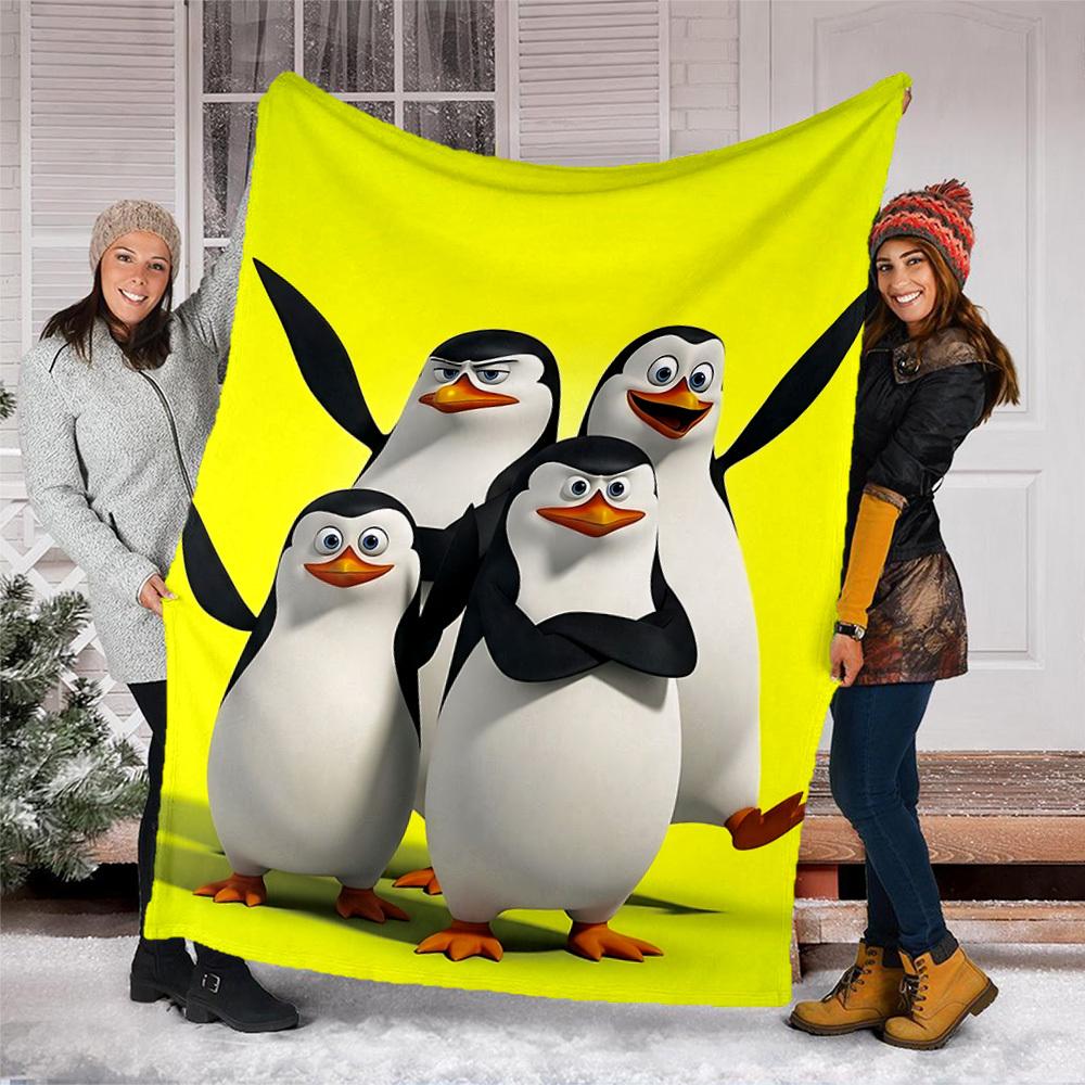1pc Penguins of Madagascar Outdoor Soft Blanket Ultra Plush, Warm, Versatile, and Easy Care for Camping, and